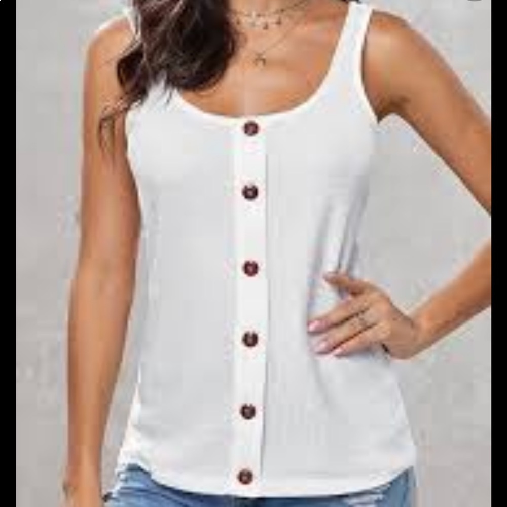 Old Navy Women White Sleeveless Button-Down Shirt Sz M